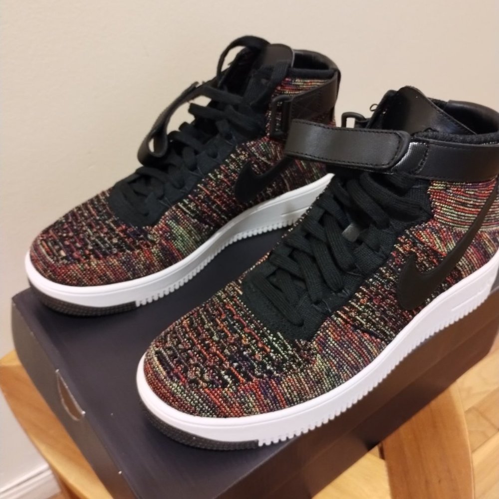 Nike Air Force 1 Ultra Flyknit Mid 817420-002 - Multi-Color Black - Size Men 10 - Picture 3 of 9